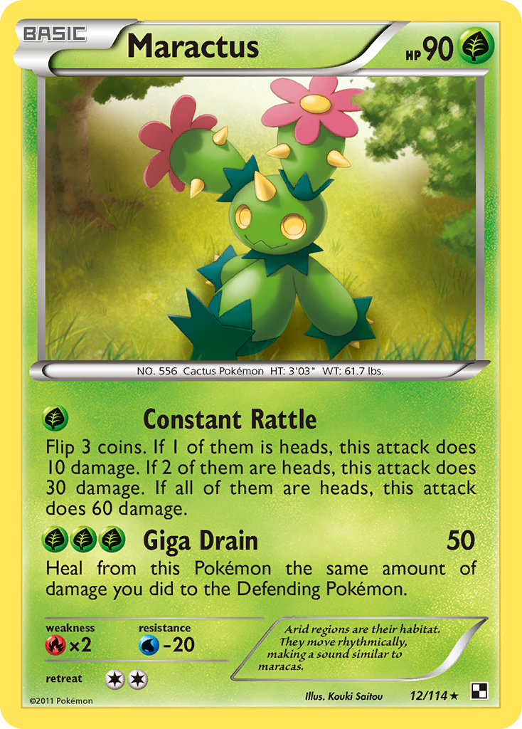 Maractus 12/114 Pokémon Black & White (2011) English card — catalogue reference