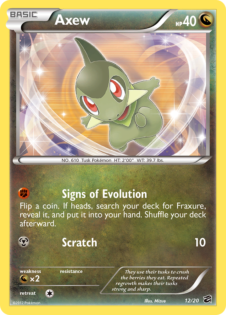 Axew 12/20 Pokémon Dragon Vault (2012) English card — catalogue reference