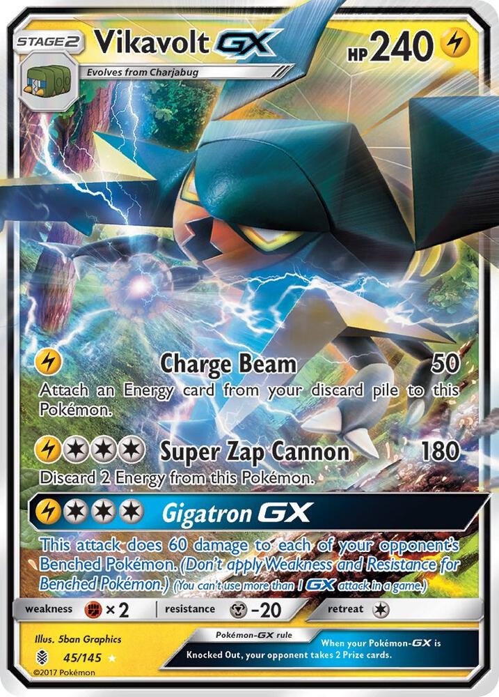 Vikavolt GX Ultra Rare SM - Guardians Rising 45/145 MP (Back)