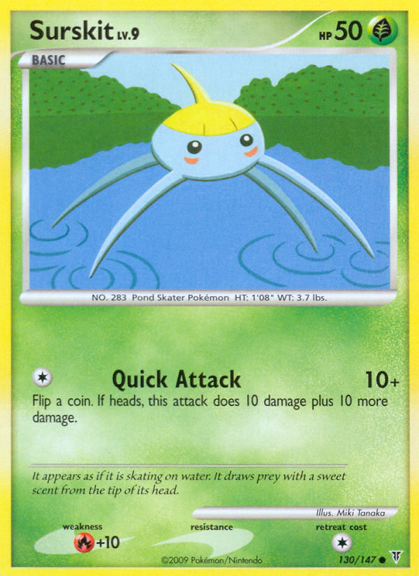 Surskit 130/147 Pokémon Supreme Victors (2009) English card — catalogue reference