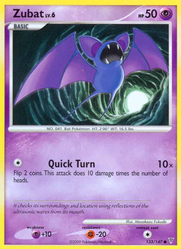 Zubat 133/147 Pokémon Supreme Victors (2009) English card — catalogue reference