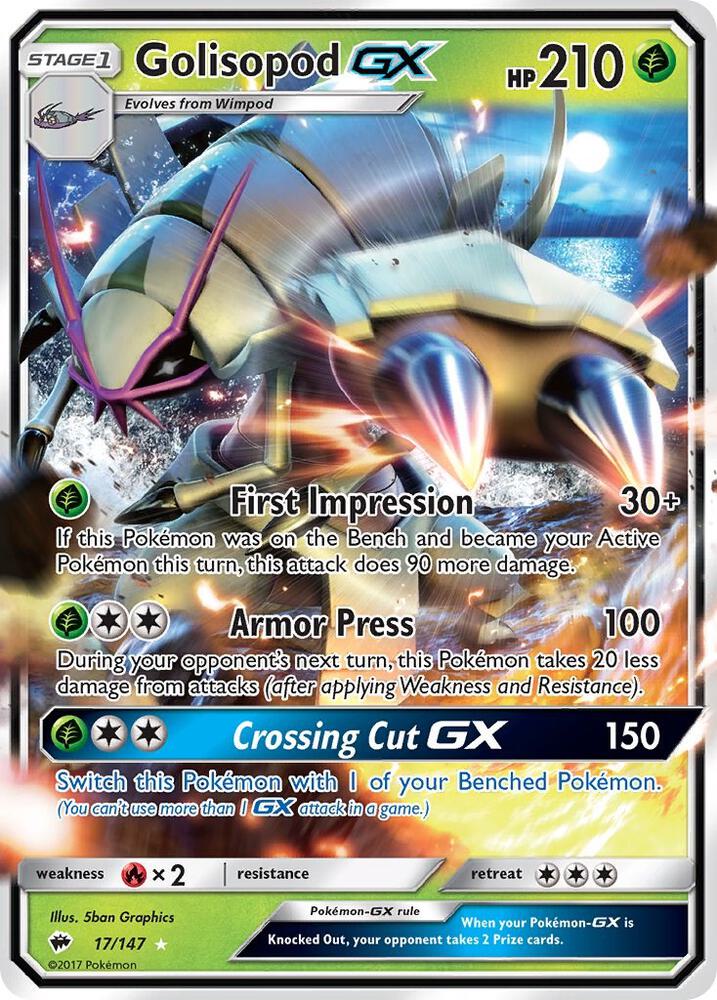 Golisopod GX Ultra Rare SM - Burning Shadows 17/147 NM (Back)