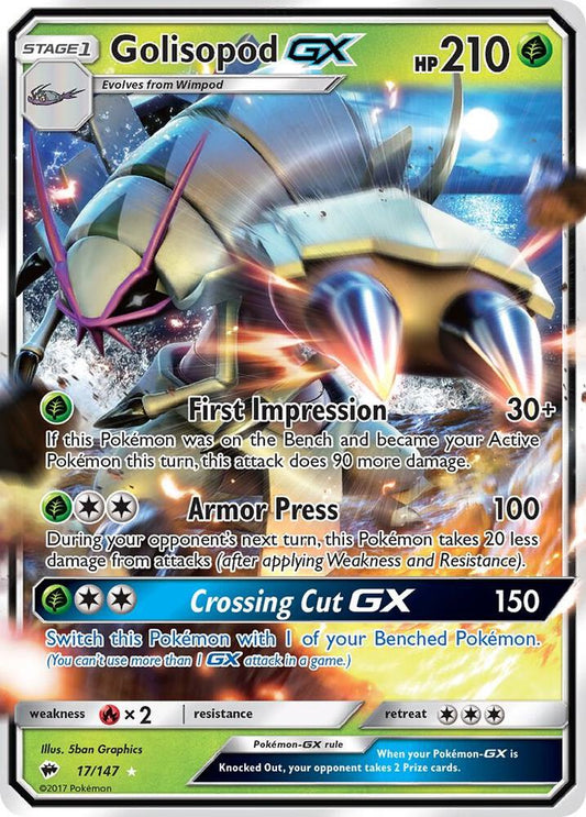 Golisopod GX Ultra Rare SM - Burning Shadows 17/147 NM (Back)