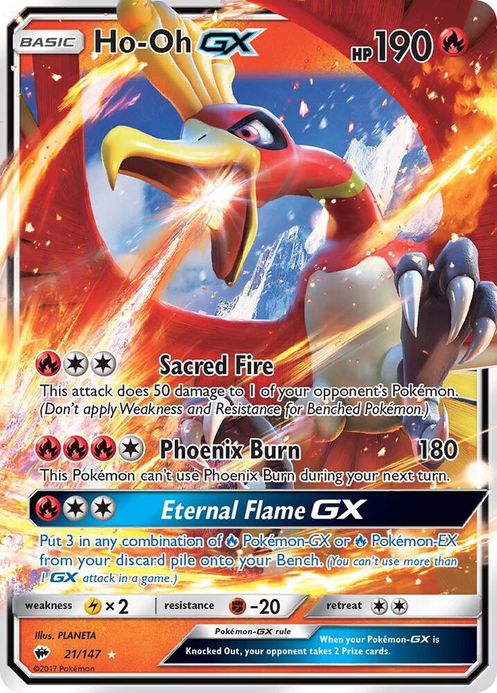 Ho-Oh GX Ultra Rare SM - Burning Shadows 21/147 NM (Back)