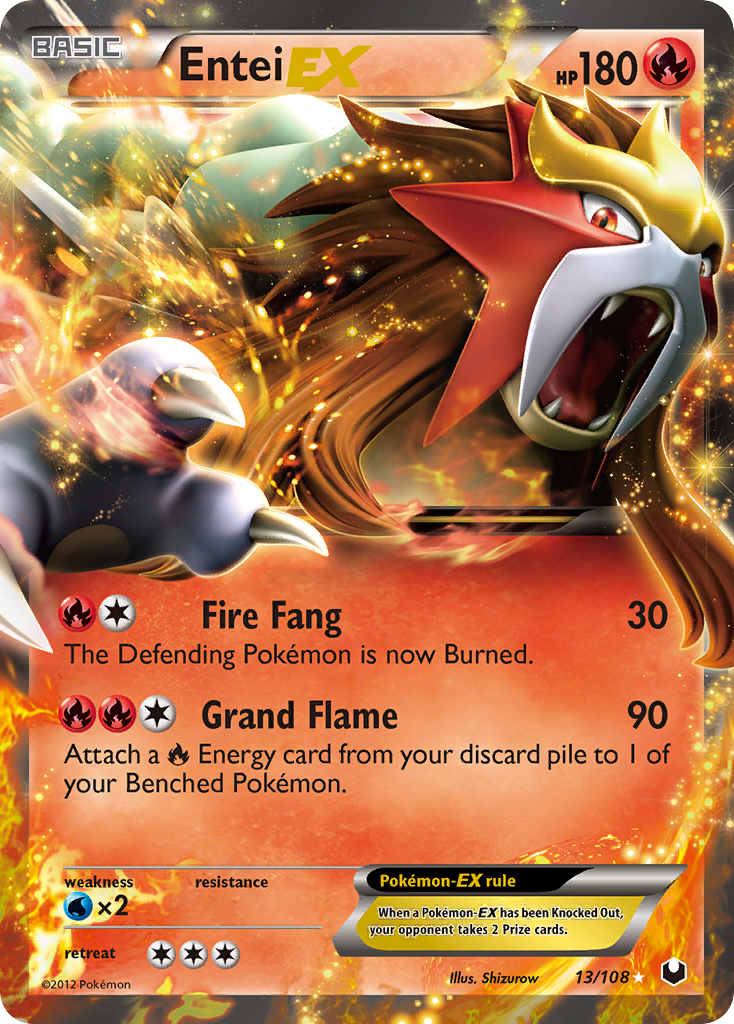 Entei-EX 13/108 Pokémon Dark Explorers (2012) English card — catalogue reference