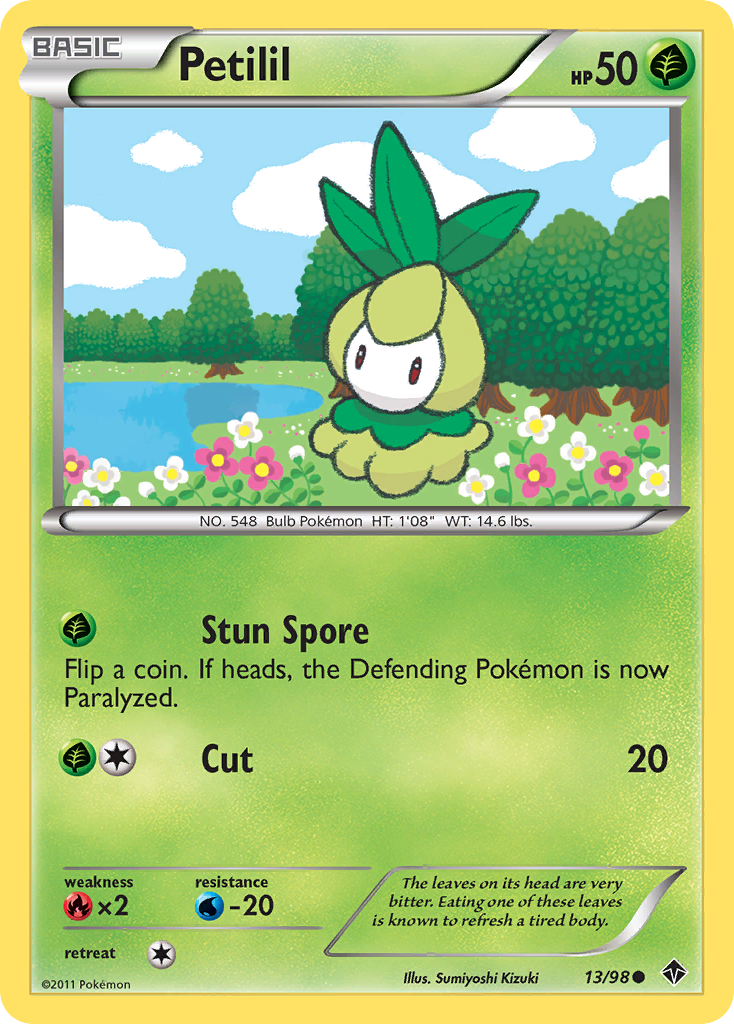 Petilil 13/98 Pokémon Emerging Powers (2011) English card — catalogue reference