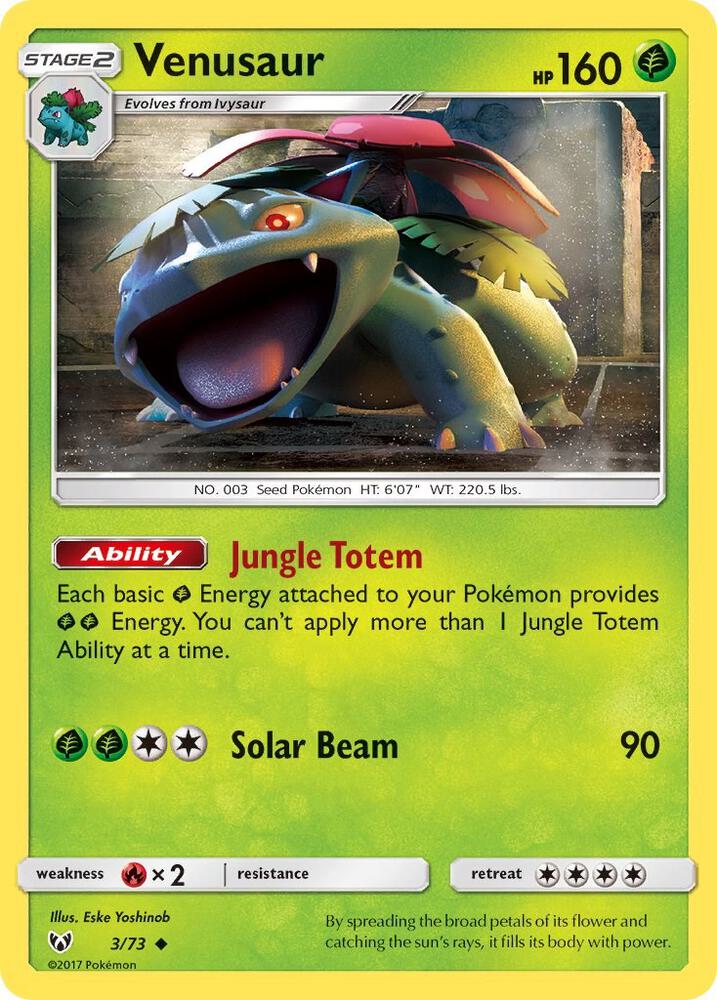 Venusaur Uncommon Shining Legends 3/73 MP (Back)