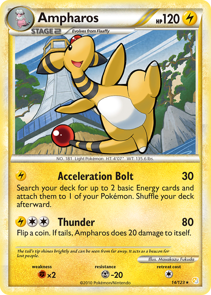 Ampharos 14/123 Pokémon HeartGold & SoulSilver (2010) English card — catalogue reference