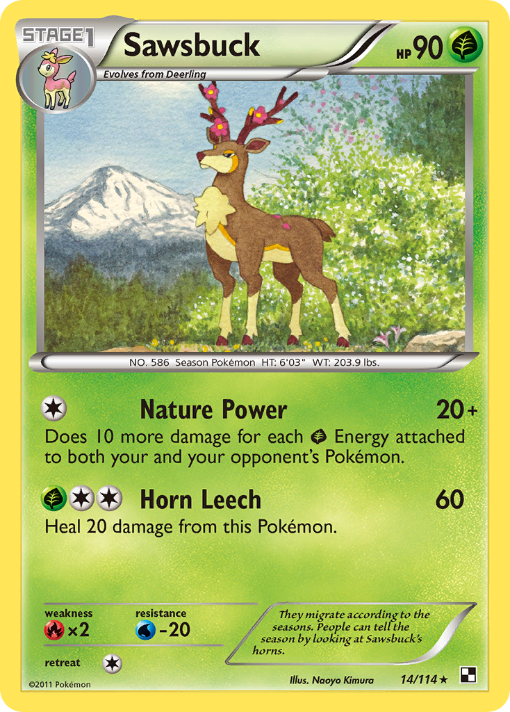Sawsbuck 14/114 Pokémon Black & White (2011) English card — catalogue reference