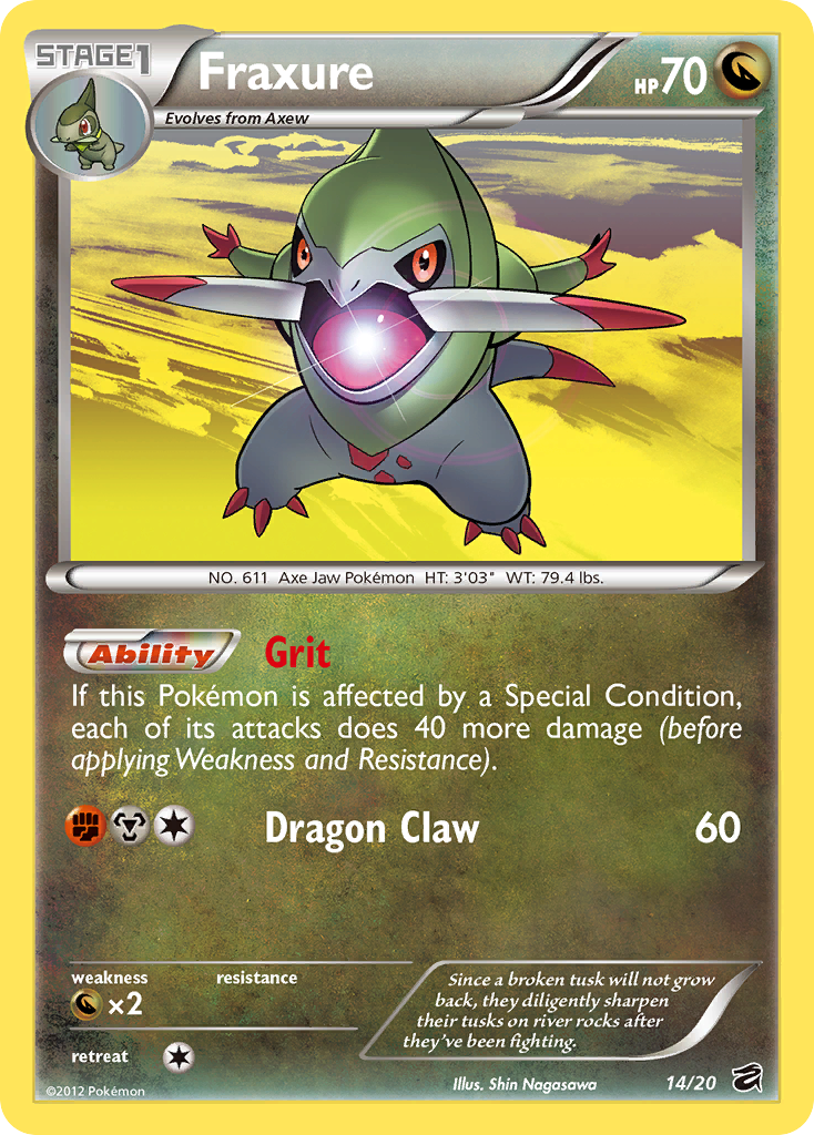 Fraxure 14/20 Pokémon Dragon Vault (2012) English card — catalogue reference