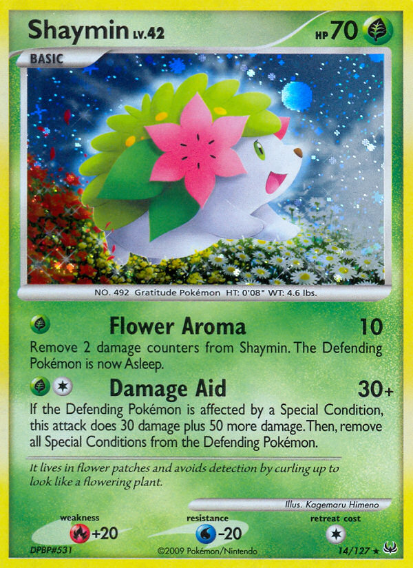 Shaymin 14/127 Pokémon Platinum (2009) English card — catalogue reference