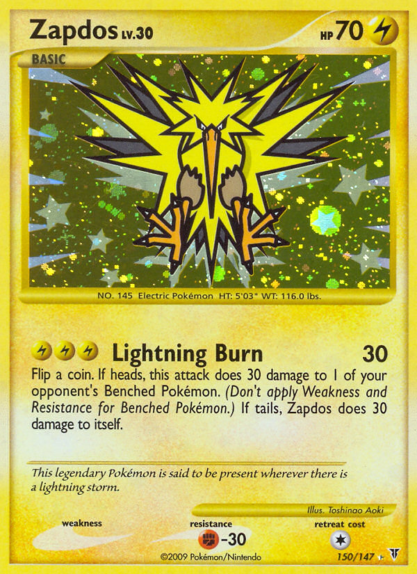 Zapdos 150/147 Pokémon Supreme Victors (2009) English card — catalogue reference