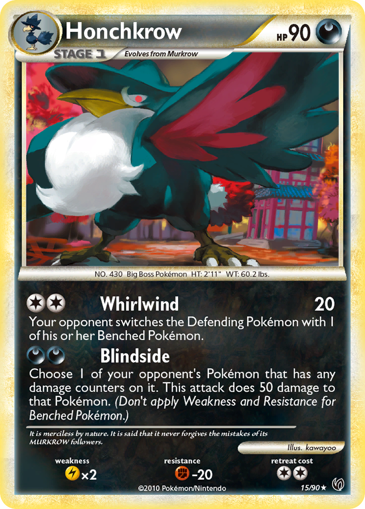 Honchkrow 15/90 Pokémon Undaunted (2010) English card — catalogue reference