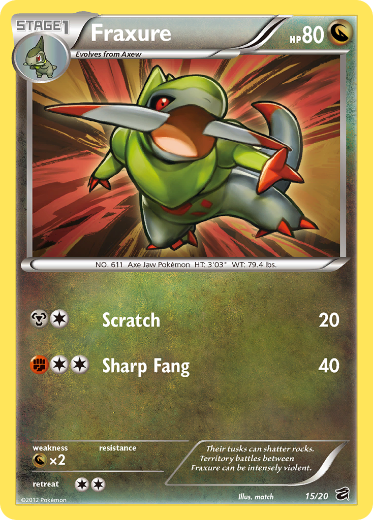 Fraxure 15/20 Pokémon Dragon Vault (2012) English card — catalogue reference