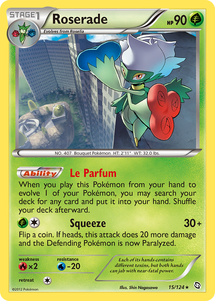 Roserade 15/124 Pokémon Dragons Exalted (2012) English card — catalogue reference