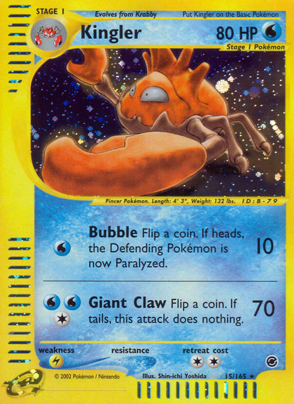 Kingler 15/165 — Pokémon Expedition Base Set