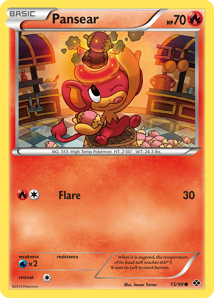 Pansear 15/99 Pokémon Next Destinies (2012) English card — catalogue reference
