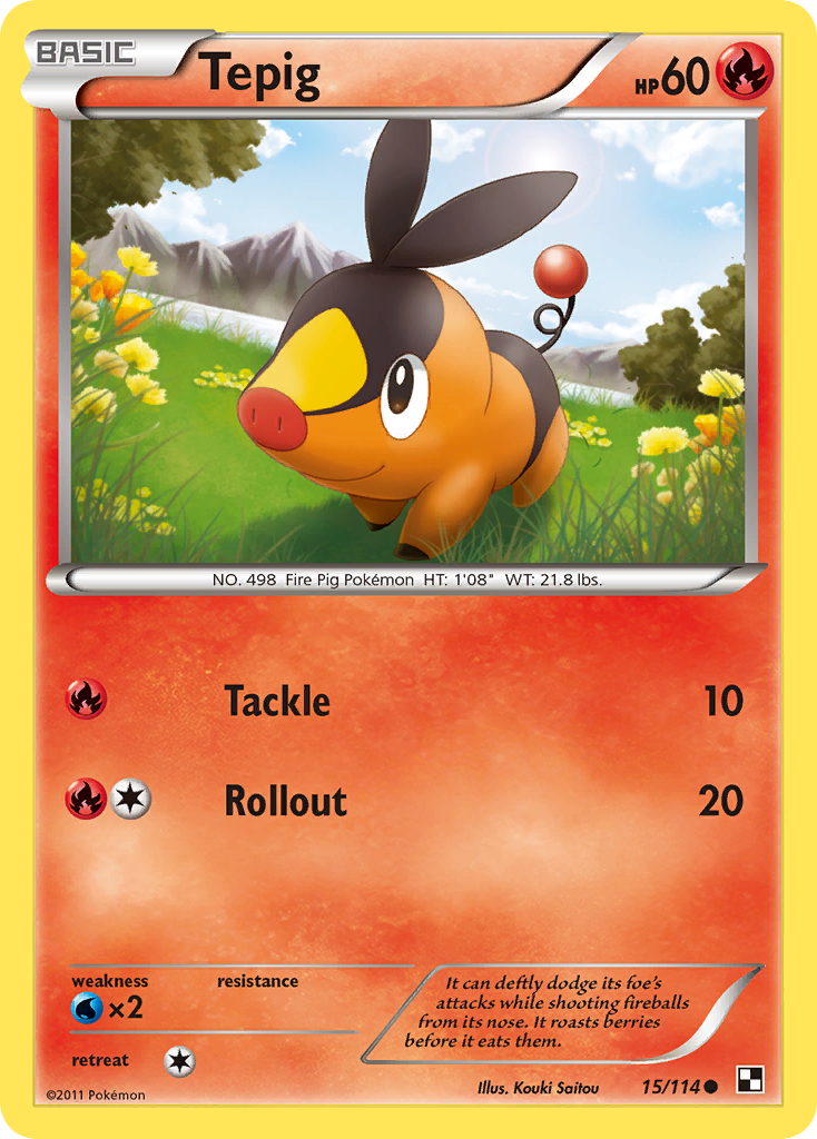 Tepig 15/114 Pokémon Black & White (2011) English card — catalogue reference