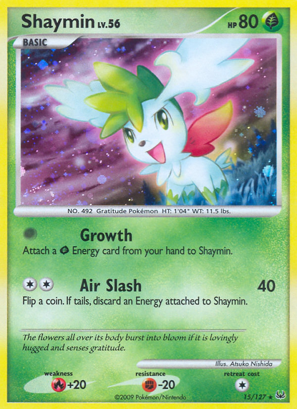Shaymin 15/127 Pokémon Platinum (2009) English card — catalogue reference