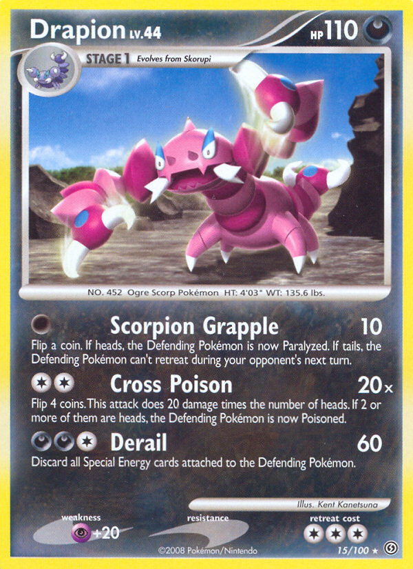 Drapion 15/100 Pokémon Stormfront (2008) English card — catalogue reference