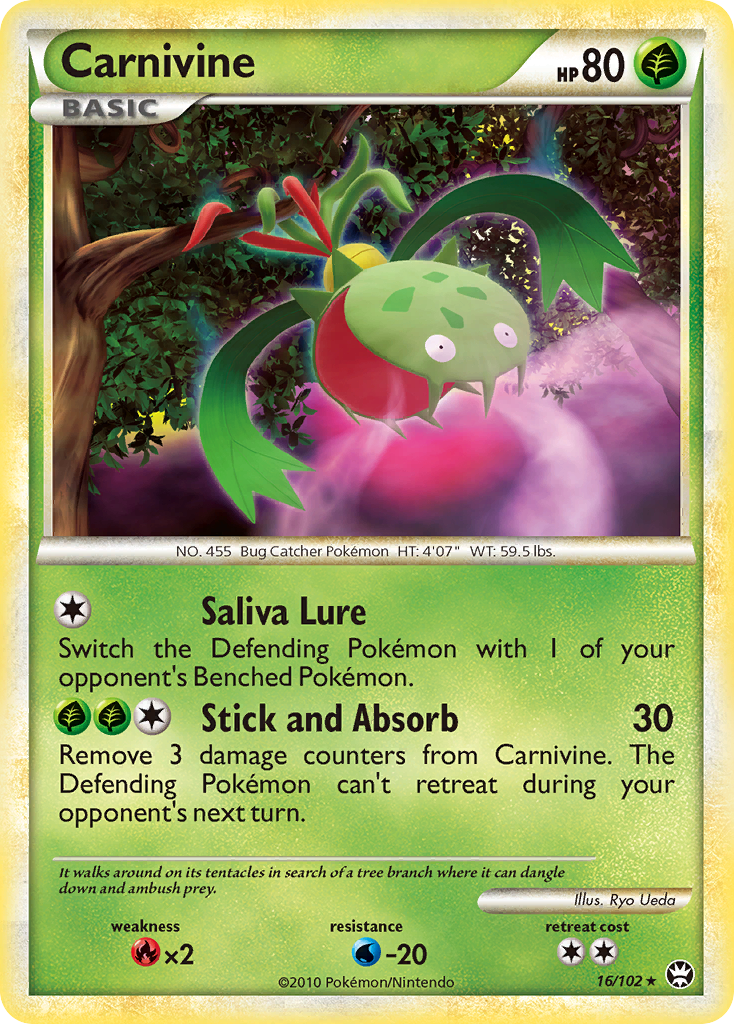 Carnivine 16/102 Pokémon Triumphant (2010) English card — catalogue reference