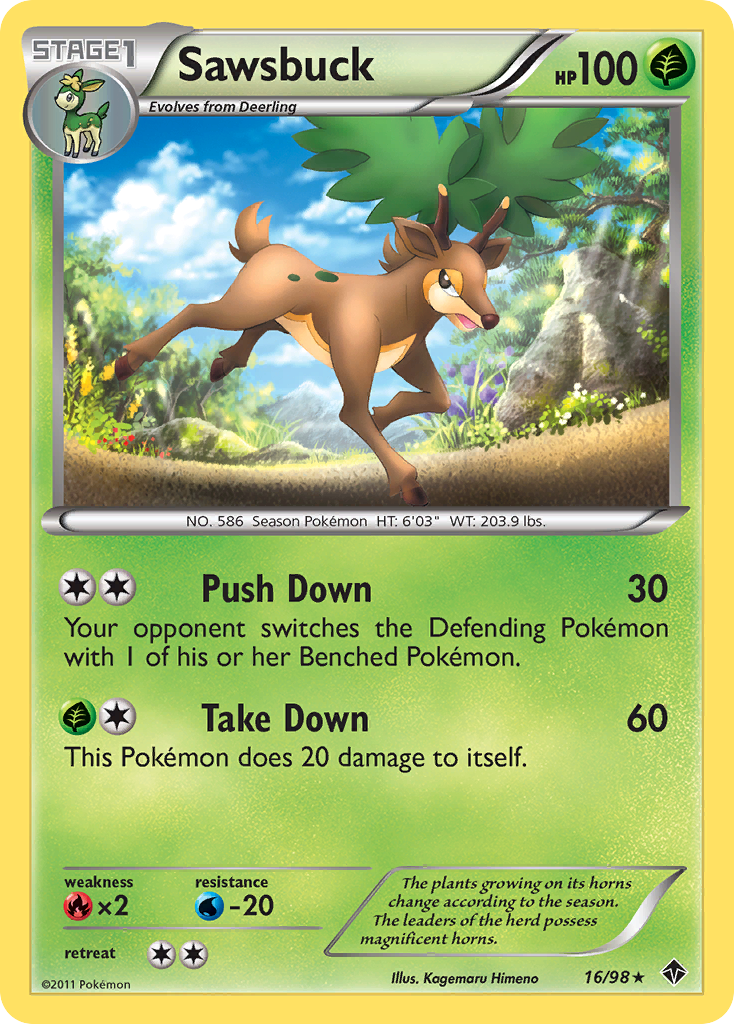 Sawsbuck 16/98 Pokémon Emerging Powers (2011) English card — catalogue reference