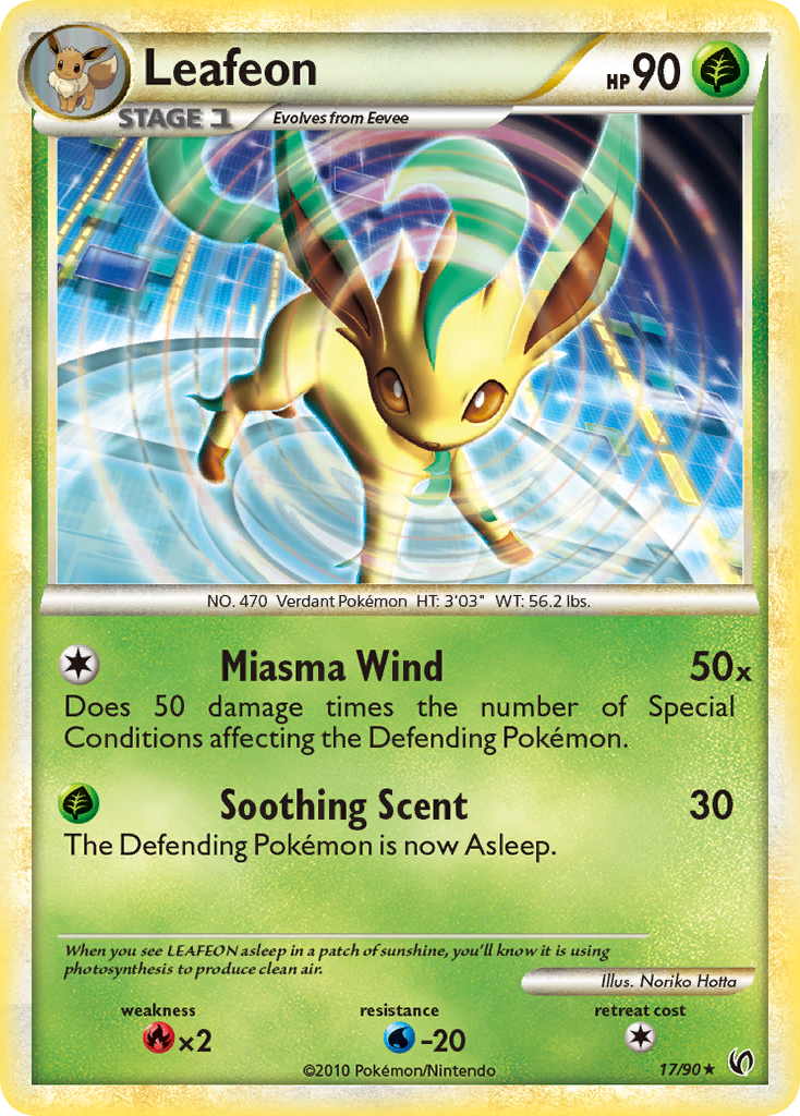 Leafeon 17/90 Pokémon Undaunted (2010) English card — catalogue reference