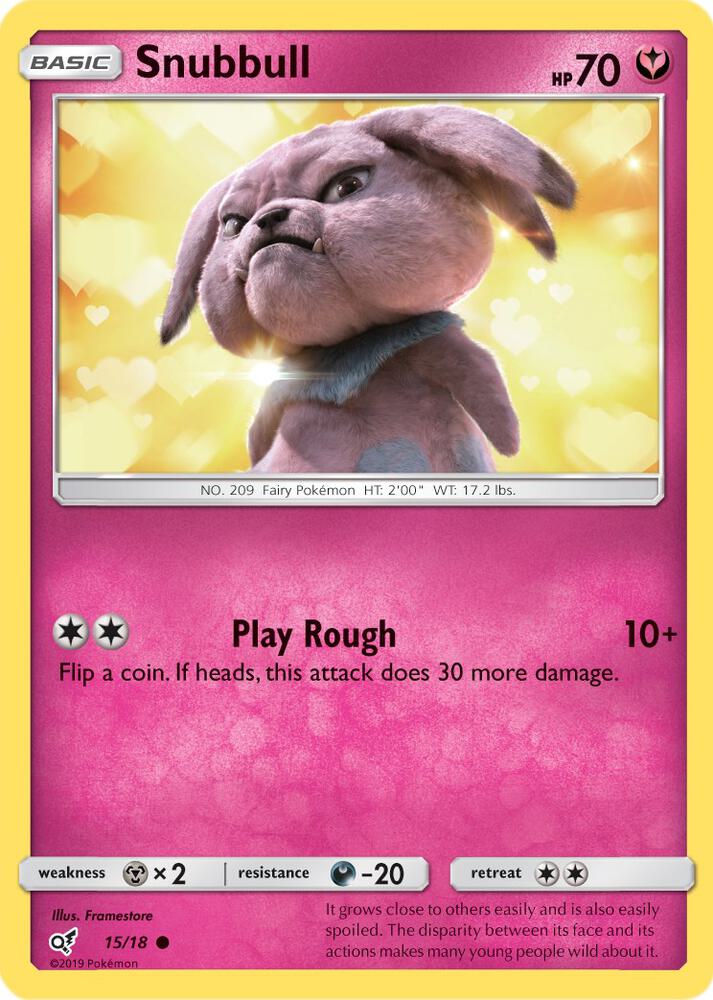Snubbull (Holo Common) Common Detective Pikachu 15/18 MP (Back)