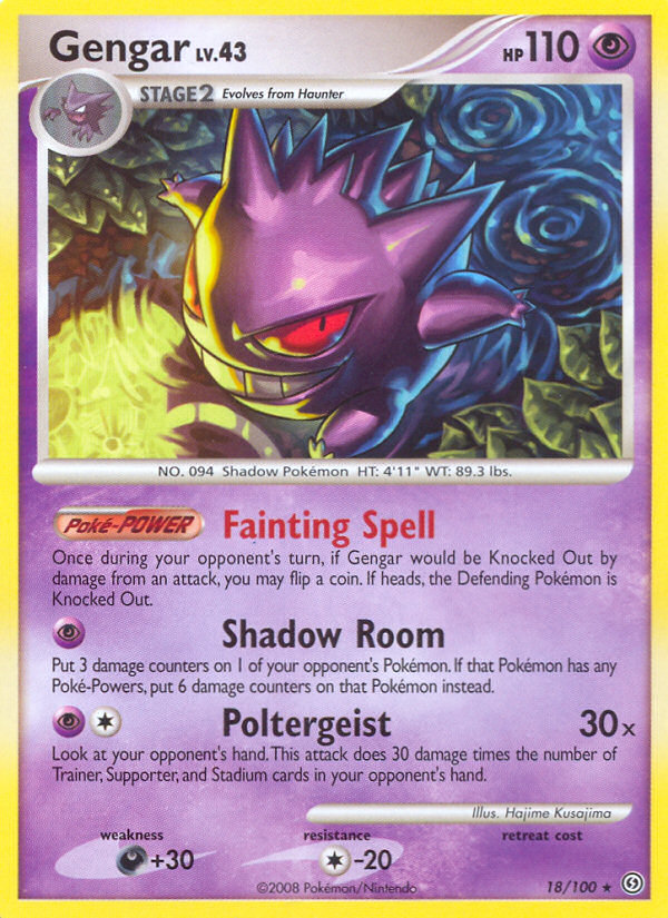 Gengar 18/100 Pokémon Stormfront (2008) English card — catalogue reference