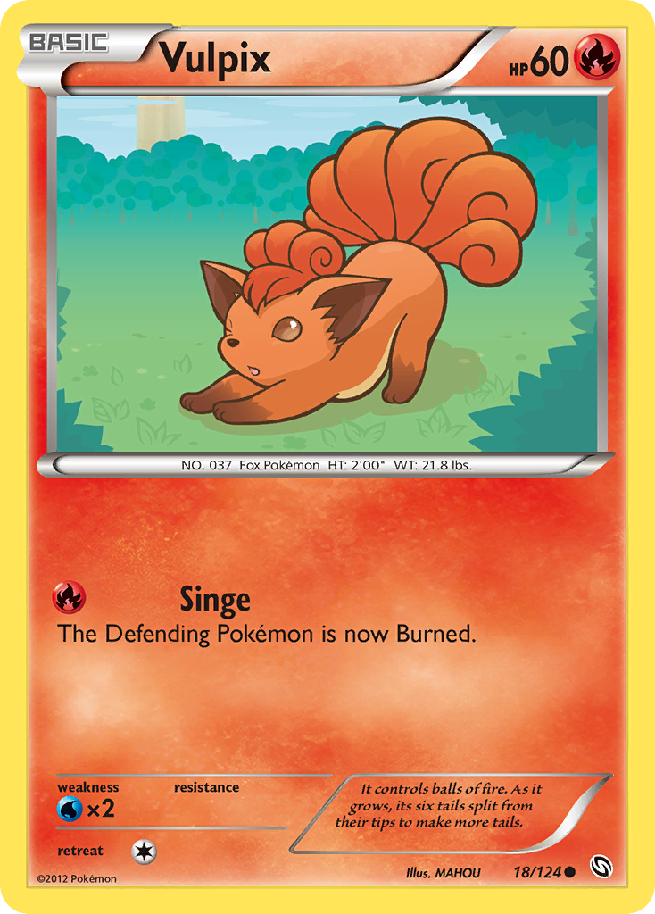 Vulpix 18/124 Pokémon Dragons Exalted (2012) English card — catalogue reference