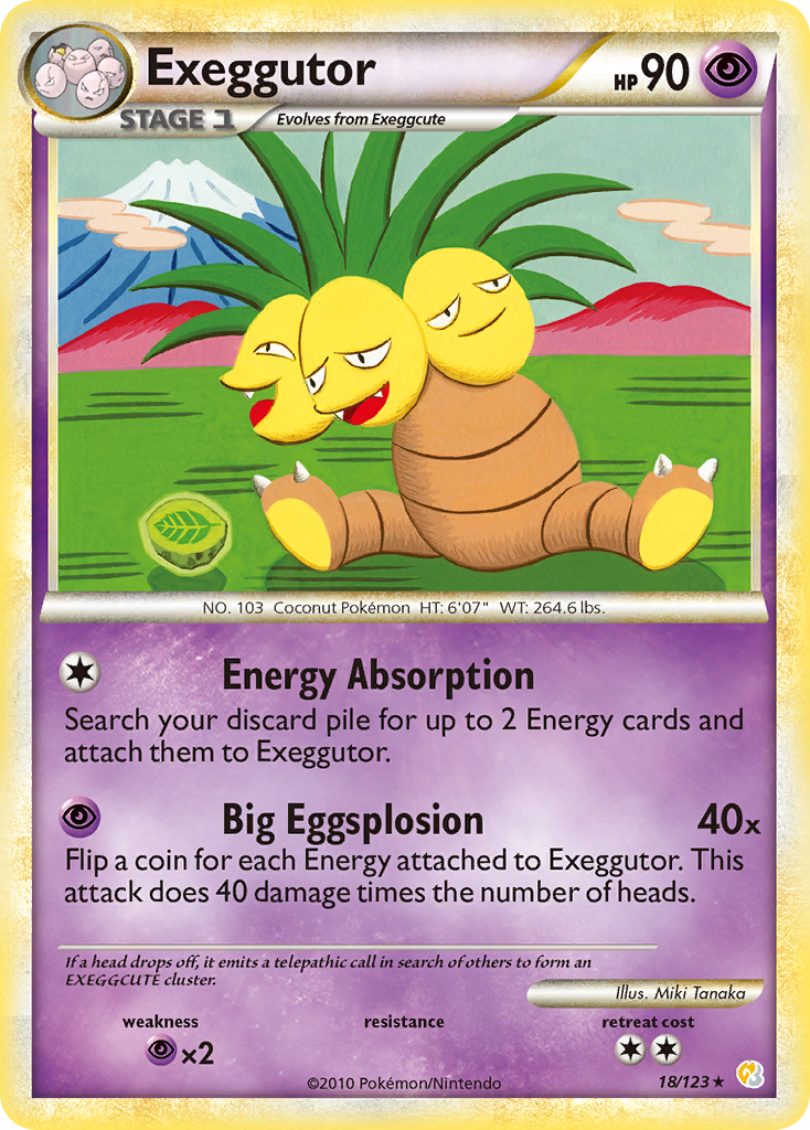 Exeggutor 18/123 Pokémon HeartGold & SoulSilver (2010) English card — catalogue reference