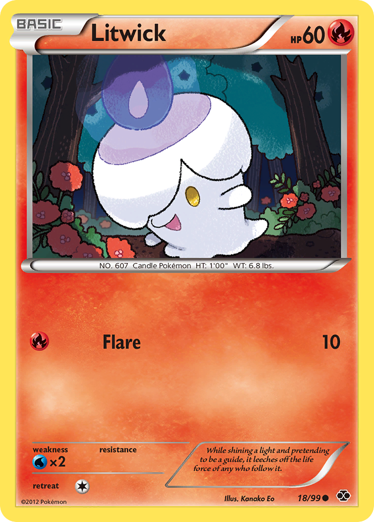 Litwick 18/99 Pokémon Next Destinies (2012) English card — catalogue reference