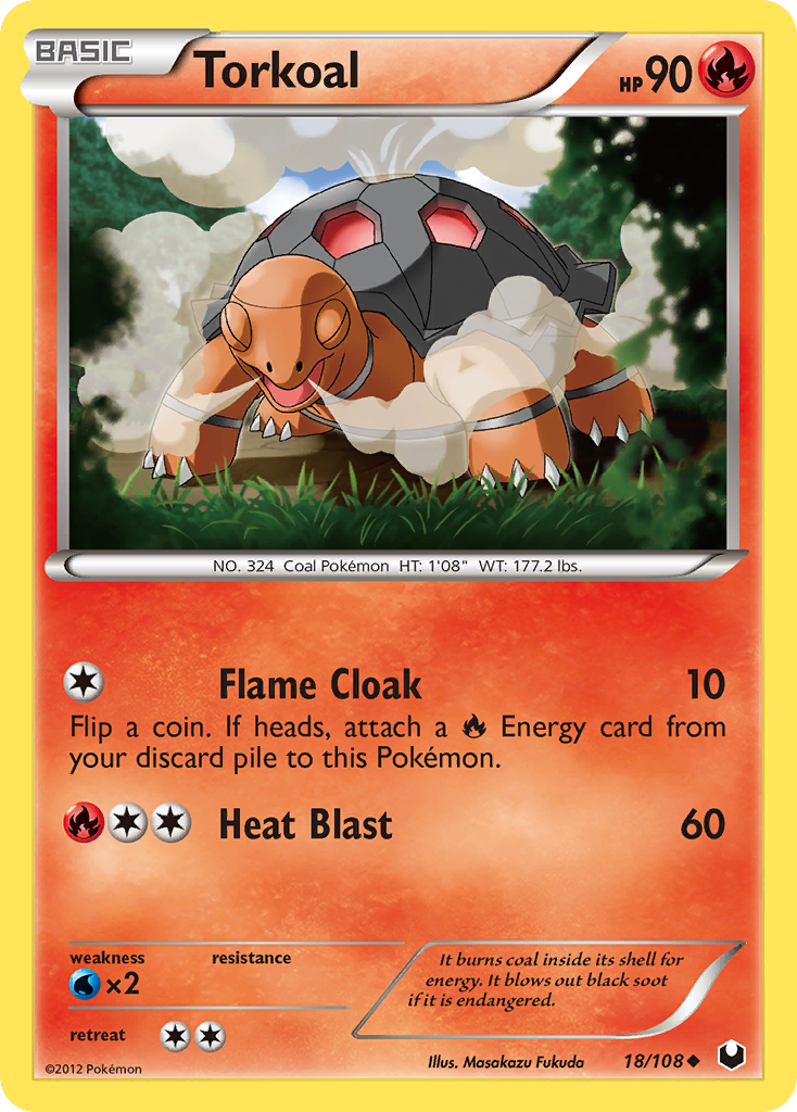Torkoal 18/108 Pokémon Dark Explorers (2012) English card — catalogue reference