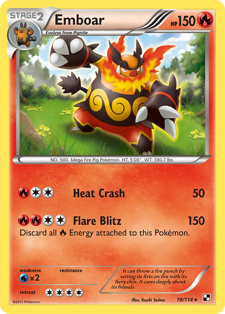 Emboar 19/114 Pokémon Black & White (2011) English card — catalogue reference