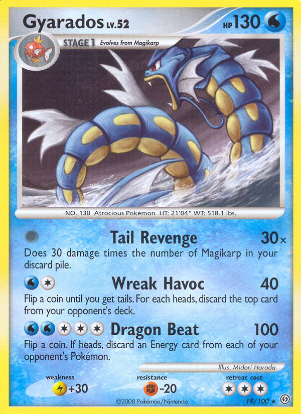 Gyarados 19/100 Pokémon Stormfront (2008) English card — catalogue reference