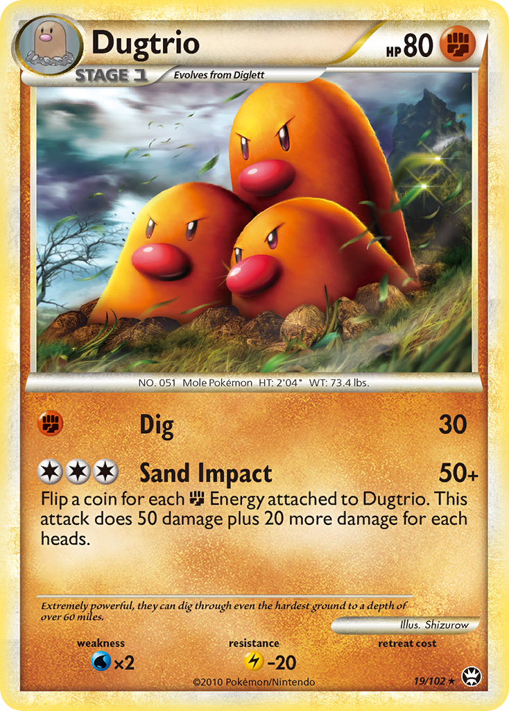 Dugtrio 19/102 Pokémon Triumphant (2010) English card — catalogue reference