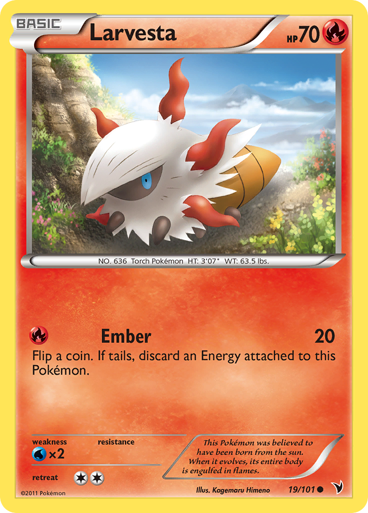 Larvesta 19/101 Pokémon Noble Victories (2011) English card — catalogue reference