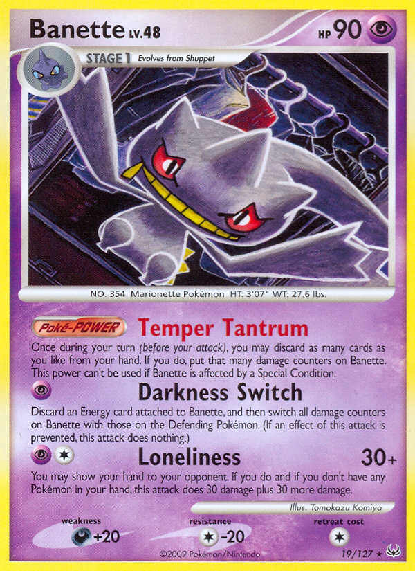 Banette 19/127 Pokémon Platinum (2009) English card — catalogue reference