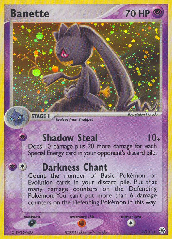 Banette 1/101 Pokémon EX Hidden Legends 2004 Holo Rare card