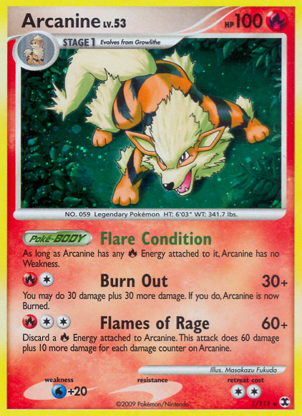 Arcanine 1/111 Pokémon Rising Rivals (2009) English card — catalogue reference