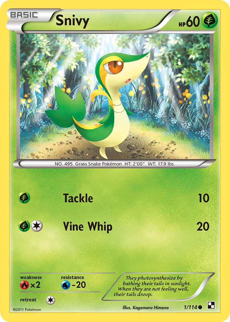 Snivy 1/114 Pokémon Black & White (2011) English card — catalogue reference
