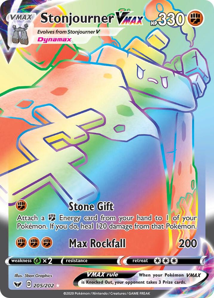 Stonjourner VMAX (Secret) Secret Rare SWSH01: Sword & Shield Base Set 205/202 NM (Back)