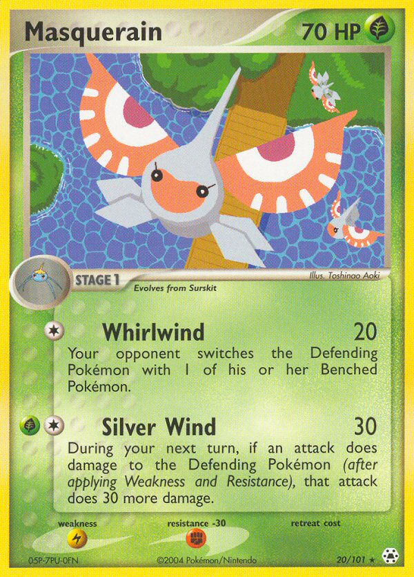 Masquerain 20/101 Pokémon EX Hidden Legends 2004 card