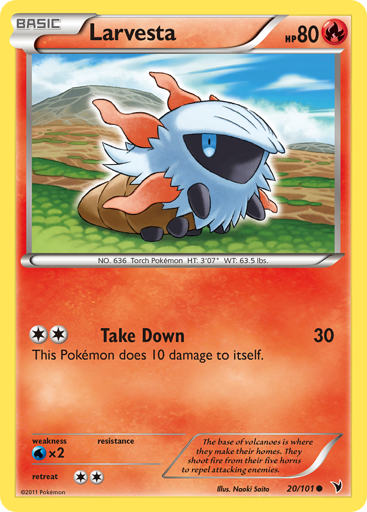 Larvesta 20/101 Pokémon Noble Victories (2011) English card — catalogue reference