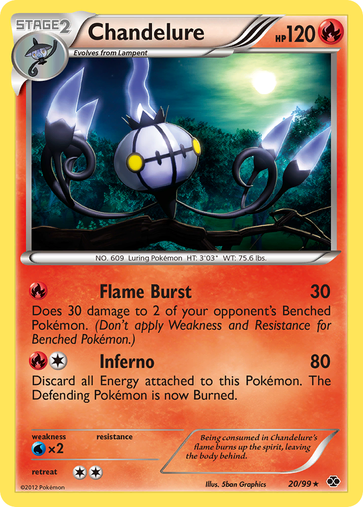 Chandelure 20/99 Pokémon Next Destinies (2012) English card — catalogue reference