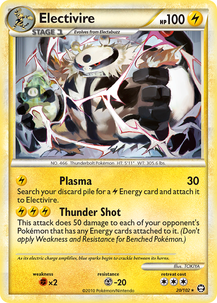 Electivire 20/102 Pokémon Triumphant (2010) English card — catalogue reference