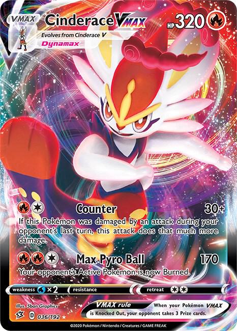 Cinderace VMAX Ultra Rare SWSH02: Rebel Clash 036/192 NM (Back)