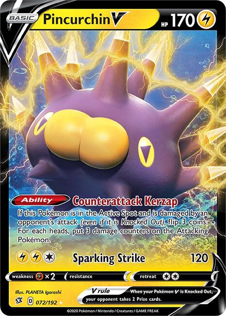 Pincurchin V Ultra Rare SWSH02: Rebel Clash 072/192 MP (Back)