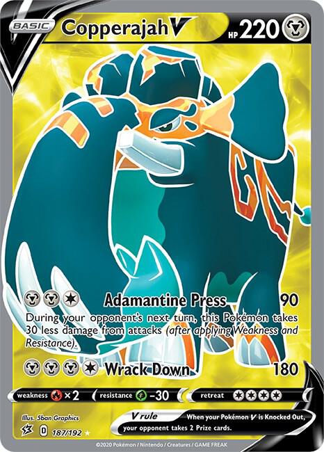 Copperajah V (Full Art) Ultra Rare SWSH02: Rebel Clash 187/192 MP (Back)