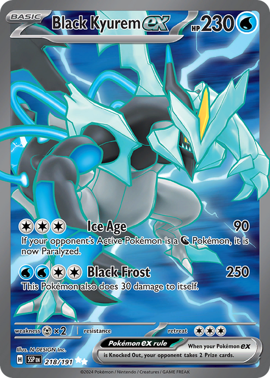 Pokemon Black Kyurem ex Surging Sparks 218/191